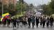 Estudiantes universitarios marchan durante una huelga nacional contra la reforma fiscal en Bogotá, Colombia, el lunes 3 de mayo de 2021. Estudiantes universitarios marchan durante una huelga nacional contra la reforma fiscal en Bogotá, Colombia, el lunes 3 de mayo de 2021.