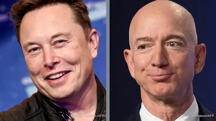 Bildkombo Elon Musk l Jeff Bezos
