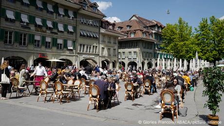 An outdoor cafe terrace in Bern, Switzerland