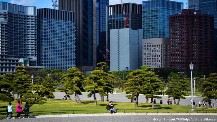 Japan Tokio | Hochhäuser und Bäume