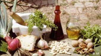Italian olive oil, bread, nuts and herbs