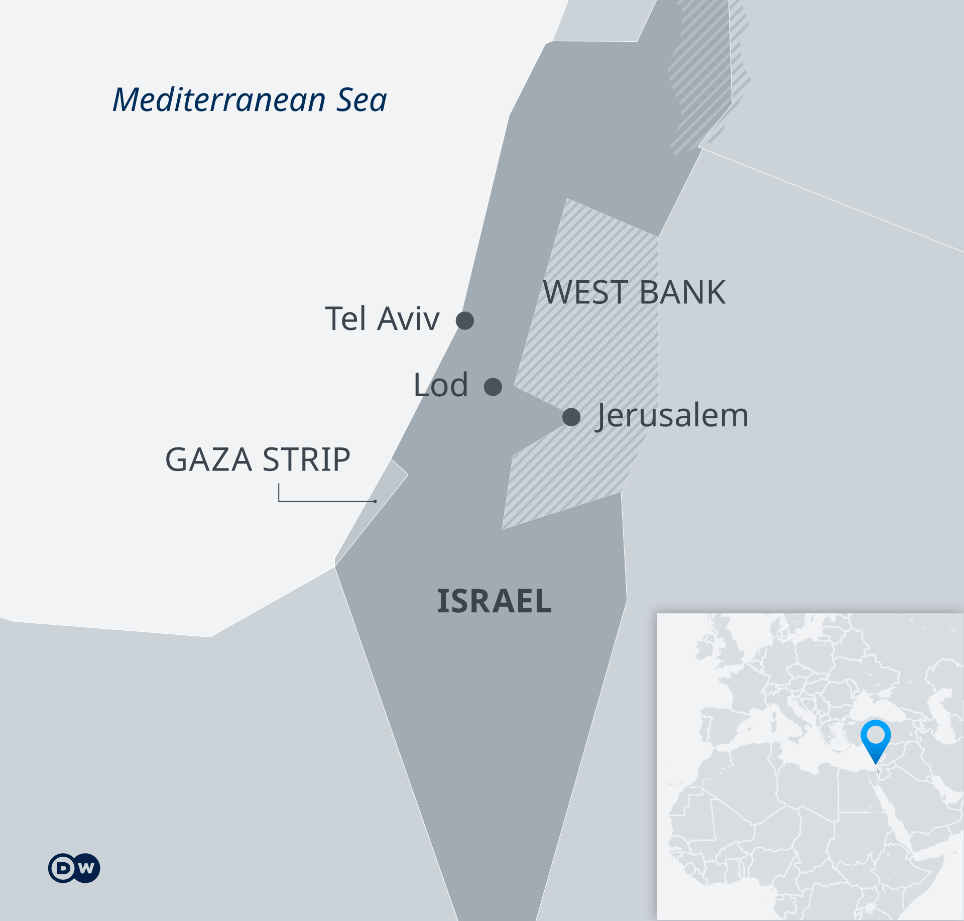 Karte Israel Gaza Strip West Bank EN