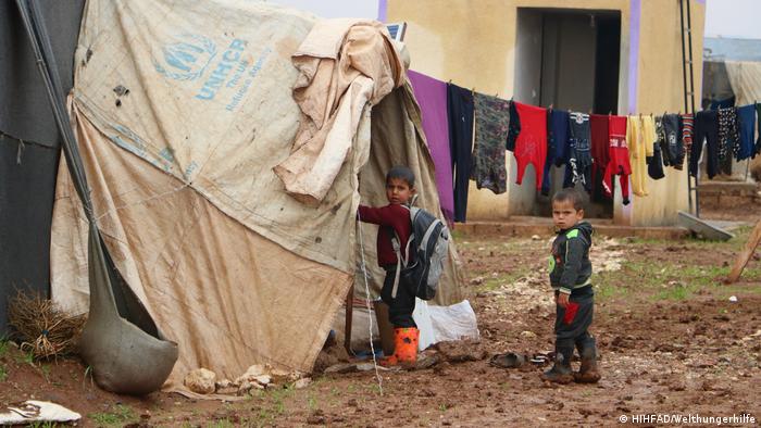 Obóz dla uchodźców w pobliżu Idlib w Syrii 