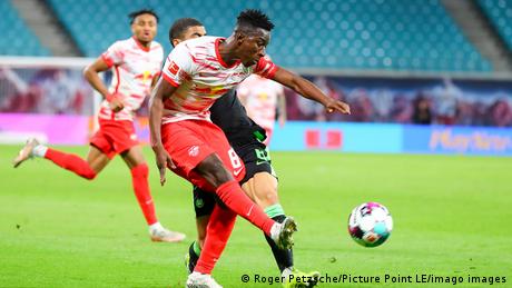 RB Leipzig's Amadou Haidara kicking the ball
