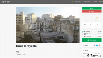 Screenshot Bilddatenbank Taswira aus Tunesien