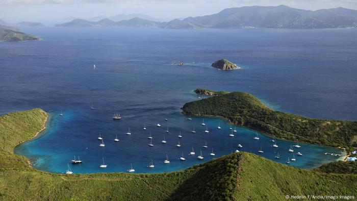 Ships in a bay in the British Virgin Islands