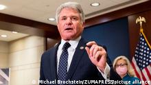 April 14, 2021, Washington, DC, United States: April 14, 2021 - Washington, DC, United States: U.S. Representative MICHAEL MCCAUL (R-TX) speaking at the post GOP House conference meeting press conference. (Credit Image: Â© Michael Brochstein/ZUMA Wire