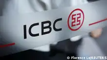 FILE PHOTO: The logo of Industrial and Commercial Bank of China (ICBC) is pictured at the entrance to its branch in Beijing, China April 1, 2019. REUTERS/Florence Lo/File Photo GLOBAL BUSINESS WEEK AHEAD