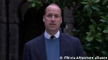 In this image made from video provided by ITN, Britain's Prince William makes a statement following the publication of Lord Dyson's investigation into former BBC News religion editor Martin Bashir on Thursday, May 20, 2021. William criticized the BBC for its failings around his mother's Panorama interview which exacerbating her fear, paranoia and isolation. (ITN via AP)