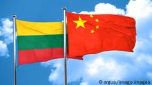 Lithuania flag with China flag, 3D rendering