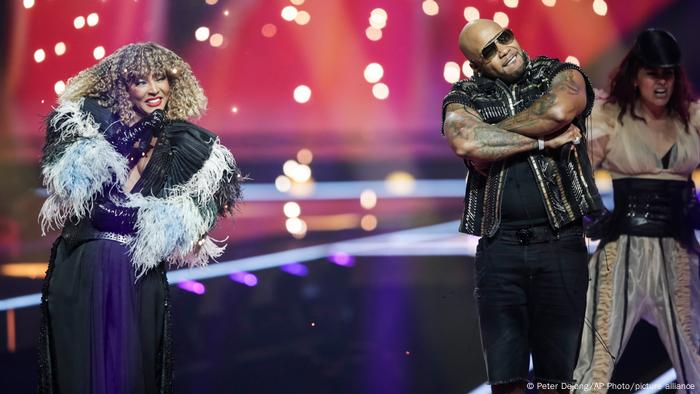 Senhit feat.  Flo Rida on the stage of Eurovision-2021 from San Marino