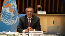 World Health Organization (WHO) Director General Tedros Adhanom Ghebreyesus speaks as he attends the World Health Assembly (WHA) amid the coronavirus disease (COVID-19) pandemic in Geneva, Switzerland, May 24, 2021. Christopher Black/World Health Organization/Handout via REUTERS THIS IMAGE HAS BEEN SUPPLIED BY A THIRD PARTY. NO RESALES. NO ARCHIVES