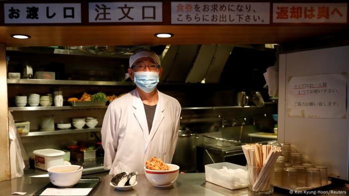 A chef in his restaurant in Tokyo