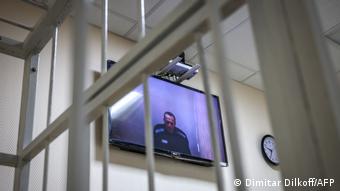 Alexei Navalny durante una audicencia judicial de su caso, en Rusia