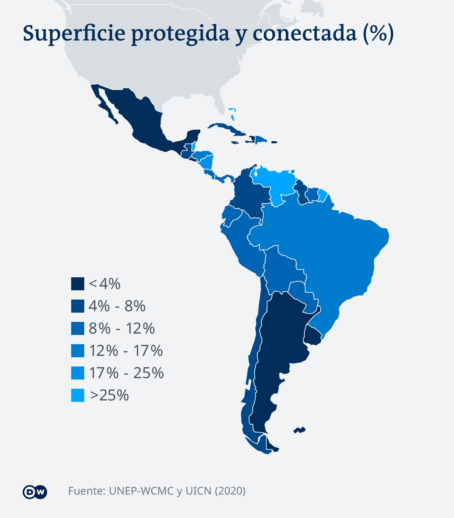 Infografik Karte Naturschutzgebiete in Lateinamerika ES