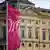 Banner blowing in the wind announcing the Mozart Festval in Würzburg