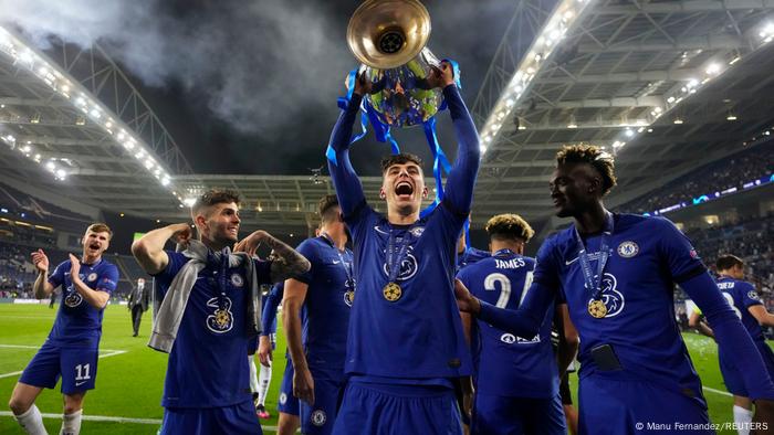 Havertz lifts the trophy having steered Chelsea to their second Champions League crown