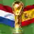 Das Finale der FIFA-WM 2010 ins Südafrika: Niederlande gegen Spanien - Die Flaggen der Enspielteilnehmer und der Wordcup (Grafik: DW)