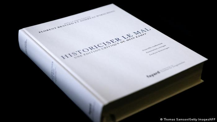 A picture taken on June 2, 2021 in Paris, shows the new French edition of Adolf Hitler's Mein Kampf, Historicising Evil, A Critical Edition of Mein Kampf, published today with the text reflecting the abominably badly written original, according to its translator