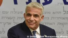 Chairman of the Yesh Atid Party, Yair Lapid, delivers a statement to the press in the Knesset, the Israeli Parliament, in Jerusalem, on Monday, May 31, 2021. (Debbie Hill/Pool via AP)