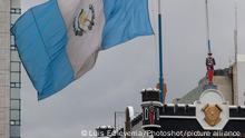 (140820) -- GUATEMALA CITY, Aug. 20, 2014 () -- Guatemala's national flag waves at half mast at the Ministry of Defense in memory of General Rudy Israel Ortiz, National Defense Chief of Staff, in Guatemala City, capital of Guatemala, on Aug. 20, 2014. Guatemalan President Otto Perez Molina on Wednesday lamented the death of one of the country's three top military commanders, National Defense Chief of Staff Gen. Rudy Israel Ortiz. (/Luis Echeverria) (fnc) (ah)