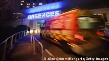 GRENOBLE, FRANCE - DECEMBER 30: An emergency ambulance arrives at the Grenoble Hospital where former German Formula One driver Michael Schumacher is being treated for a severe head injury following a skiing accident on Sunday in Meribel, on December 30, 2013 in Grenoble, France. (Photo by Alex Grimm/Bongarts/Getty Images)