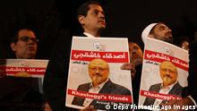 People hold pictures of Jamal Khashoggi during the demonstration in front of Saudi Arabian consulate in Istanbul, Turkey, 25 October 2018. Saudi officials murdered Khashoggi in their Istanbul consulate after plotting his death for days, Turkey s President Recep Tayyip Erdogan said Tuesday, contradicting Saudi Arabia s explanation that the writer was accidentally killed. ( PUBLICATIONxINxGERxSUIxAUTxHUNxONLY Copyright: DepoxPhotos 16156245