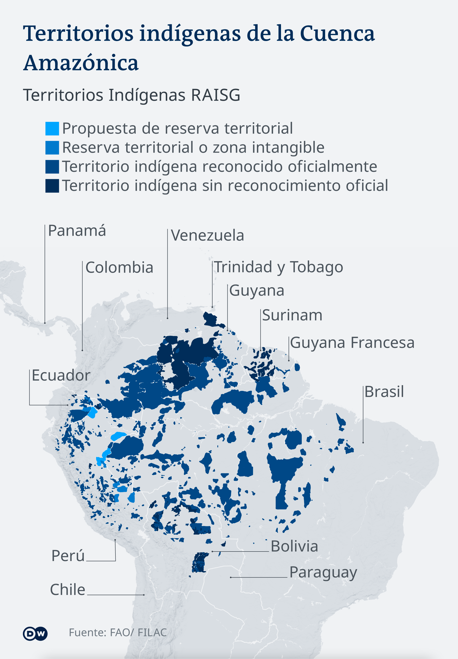 Infografía: mapa de los territorios indígenas en la Amazonía.