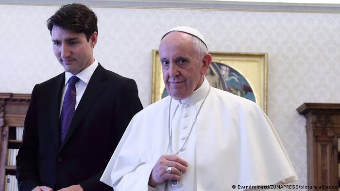 Canadian Prime Minister Justin Trudeau and Pope Francis met at the Vatican in 2017