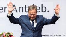Armin Laschet, State Premier of North-Rhine Westphalia and a leader of the Christian Democratic Union party CDU reacts during a CDU party convention in NRW's capital Duesseldorf, Germany, June 5, 2021. Picture taken June 5, 2021. Marcel Kusch/Pool via REUTERS