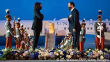 Kamala Harris, vicepresidenta de Estados Unidos, y Pedro Brolo, ministro de Relaciones Exteriores de Guatemala.