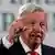 Mexico's president Lopez Obrador gestures during a news conference