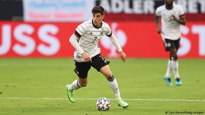 Kai Havertz in action for Germany against Latvia in Düsseldorf