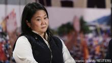 Peru's presidential candidate Keiko Fujimori reacts at a news conference the day after a run-off election, in Lima, Peru June 7, 2021. REUTERS/Gerardo Marin NO RESALES. NO ARCHIVES
