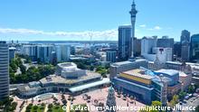 AUCKLAND - FEB 15 2018:Aerial view of Auckland city Central Business District skyline. Auckland is the third best city in the world for quality of life, according to an an international survey. Photo via Newscom picture alliance