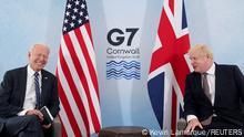 U.S. President Joe Biden laughs while speaking with Britain's Prime Minister Boris Johnson during their meeting, ahead of the G7 summit, at Carbis Bay, Cornwall, Britain June 10, 2021REUTERS/Kevin Lamarque TPX IMAGES OF THE DAY