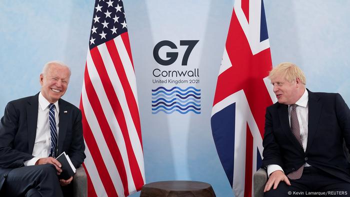 Joe Biden y Boris Johnson en Cornwall, Gran Bretaña
