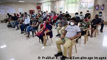 June 1, 2021, Prayagraj, Uttar Pradesh, India: Prayagraj: Beneficiaries wait to receive a dose of corona vaccine at a vaccination centre in Prayagraj on Tuesday, June 01, 2021. Prayagraj India - ZUMAv115 20210601_zap_v115_004 Copyright: xPrabhatxKumarxVermax
