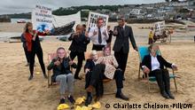 11.06.2021 *** Extinction Rebellion Protests in St Ives, Cornwall bei die G7 summit. Rearranging the Deckchairs