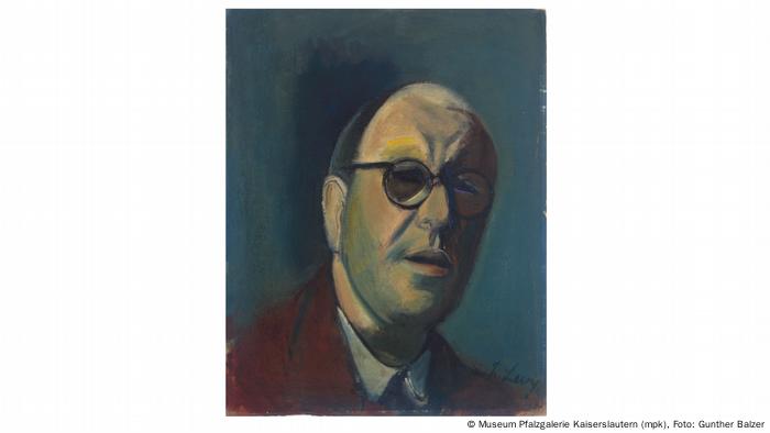 Gemaltes Porträt eines Mannes mit Brille und schütterem Haar Gemaltes Porträt eines Mannes mit Brille und schütterem Haar