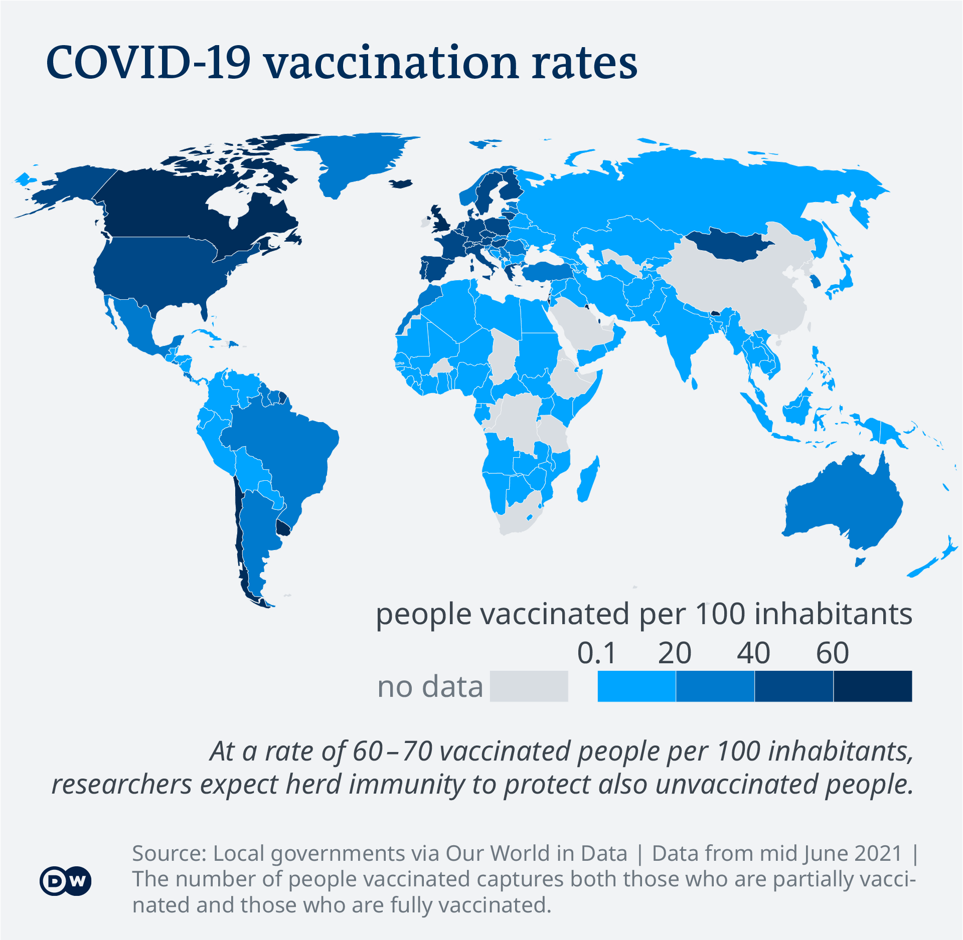 Data visualization - COVID-19 vaccine tracker - Vaccinations by country - Update June 15, 2021 - English