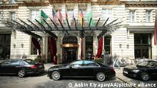 VIENNA, AUSTRIA - MAY 01: Official cars are seen outside Grand Hotel Wien after a session of meeting of the Joint Comprehensive Plan of Action (JCPOA) on Iran nuclear deal talks in Vienna, Austria on May 01, 2021. Askin Kiyagan / Anadolu Agency