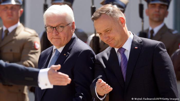 Prezydenci Niemiec i Polski podczas spotkania w Warszawie w lipcu 2021