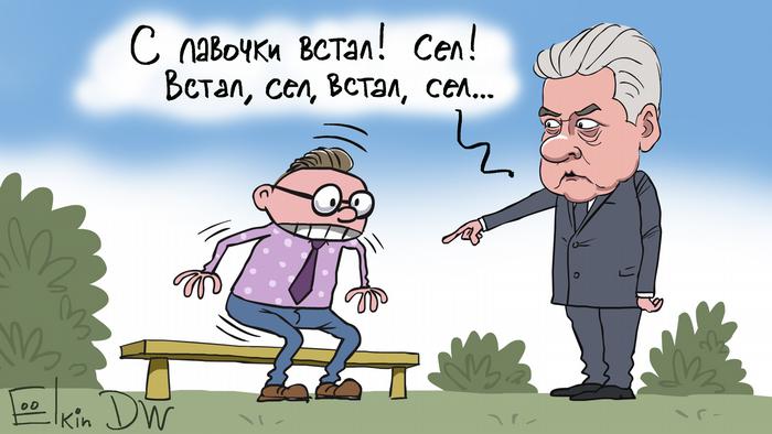 Caricature Sergey Elkin Russia Coronavirus in Moscow