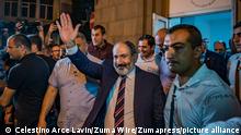 June 21, 2021, Yerevan, Yerevan, Armenia: Nikol Pashinyan, Prime Minister of Armenia and main candidate of the Civil Contract party, salutes to his supporters in the entrance of his headquarters after winning the parliamentary elections in Armenia. (Credit Image: Â© Celestino Arce Lavin/ZUMA Wire