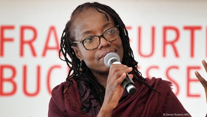 ​Tsitsi Dangarembga speaking at the Frankfurt Book Fair in 2018