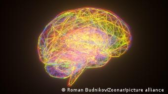 صورة ثلاثية الأبعاد للدماغ بألوان النيون.