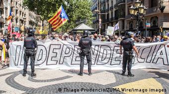 Демонстрация сторонников независимости Каталонии в Барселоне 21 июня 2021 года 