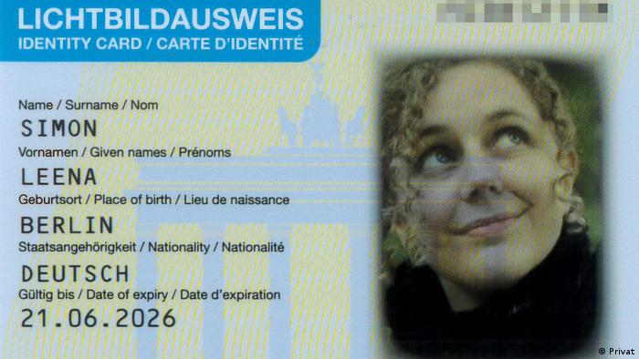 Digital ID card with picture of woman