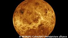 This image made available by NASA shows the planet Venus made with data from the Magellan spacecraft and Pioneer Venus Orbiter. On Wednesday, June 2, 2021, NASA’s new administrator, Bill Nelson, announced two new robotic missions to the solar system's hottest planet, during his first major address to employees. (NASA/JPL-Caltech via AP)